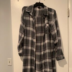 Long sleeve long flannel shirt